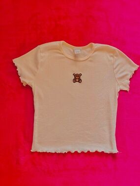 Rue 21 White Cotton Tee With Embroidered Design